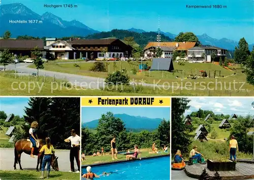 AK / Ansichtskarte 73827243 Siegsdorf_Oberbayern Ferienpark Dorauf Reiten Freibad Bungalows Siegsdorf Oberbayern