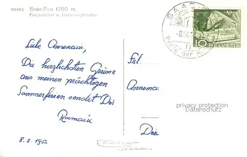 AK / Ansichtskarte Saas Fee_VS Feegletscher Hohbalengletscher 