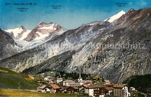 AK / Ansichtskarte Saas Fee_VS mit Fletschhorn Laquinhorn Weissmies 