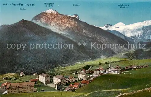 AK / Ansichtskarte Saas Fee_VS Mittaghorn Egginer Allalinhorn 