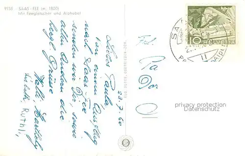 AK / Ansichtskarte Saas Fee_VS mit Feegletscher und Alphubel 