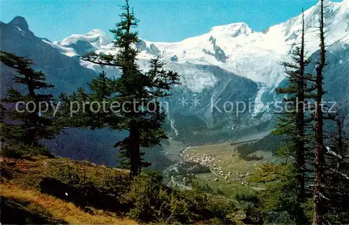 AK / Ansichtskarte Saas Fee_VS mit Egginer Allalinhorn Alphubel und Taeschhorn 