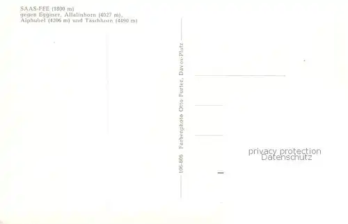 AK / Ansichtskarte Saas Fee_VS mit Egginer Allalinhorn Alphubel und Taeschhorn 