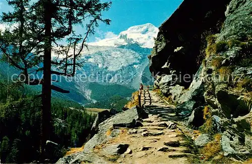 AK / Ansichtskarte Saas Fee_VS Kapellenweg mit Blick auf Fee Gletscher und Alphubel 
