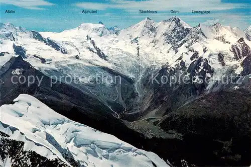 AK / Ansichtskarte Saas Fee_VS mit Feeglescher Alphubel Taeschhorn Dom Lenzspitze 