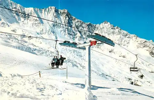 AK / Ansichtskarte Saas Fee_VS Sesselskilift auf Laengfluh mit Dom und Suedlenz 