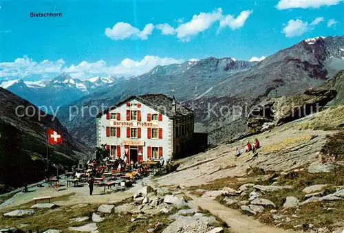 AK / Ansichtskarte Saas Fee_VS Berghaus Plattjen mit Bietschhorn 