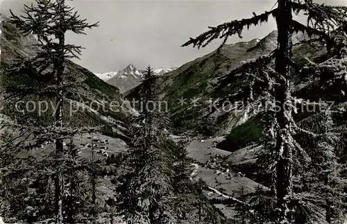 AK / Ansichtskarte Saas Grund_VS Blick vom Aufstieg nach Plattjen nach Saas Grund mit Bietschhorn 