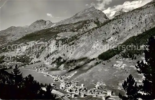 AK / Ansichtskarte Saas Grund_VS mit Fletschhorn und Laquinhorn 