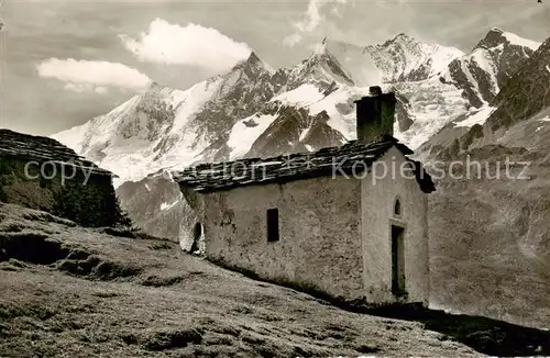 AK / Ansichtskarte Saastal Bergkapelle Triftalp mit Mischabelgruppe Saastal