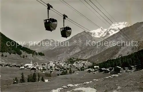 AK / Ansichtskarte Saas Fee_VS Luftseilbahn mit Spielboden und Fletschhorn 