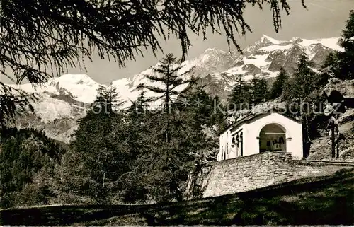 AK / Ansichtskarte Saas Fee_VS Kapelle zur Hohen Stiege mit Alphubel Taeschhorn Dom und Lenzspitze 