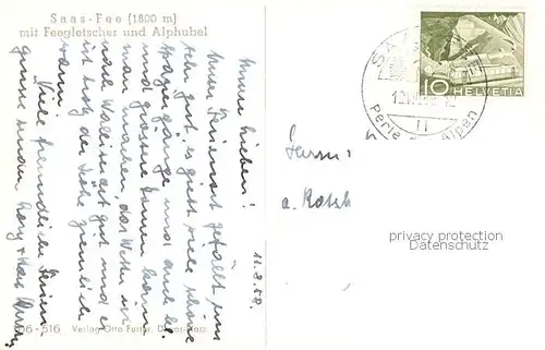 AK / Ansichtskarte Saas Fee_VS mit Feegletscher und Alphubel 