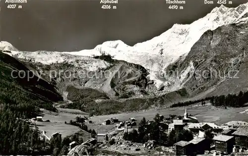 AK / Ansichtskarte Saas Fee_VS mit Feegletscher Allalinhorn Alphubel Taeschhorn Dom  