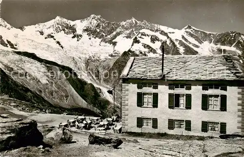 AK / Ansichtskarte Saas Fee_VS Berghaus Plattjen mit Mischabelgruppe 