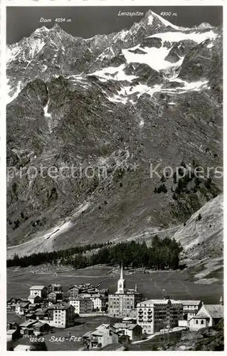 AK / Ansichtskarte Saas Fee_VS mit Dom und Lenzspitze 
