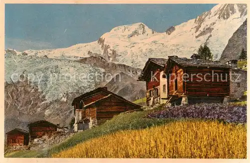 AK / Ansichtskarte Saas Fee_VS Hohnegg Berghuetten Bergbauern Alphubel Walliser Alpen 
