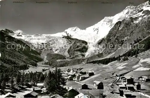 AK / Ansichtskarte Saas Fee_VS Panorama mit Feegletscher und Gletscheralp Walliser Alpen 