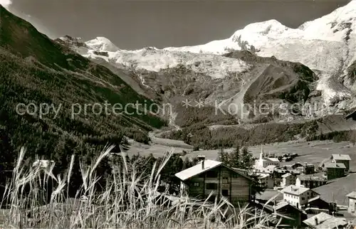 AK / Ansichtskarte Saas Fee_VS Panorama mit Allalinhorn und Alphubel Walliser Alpen 
