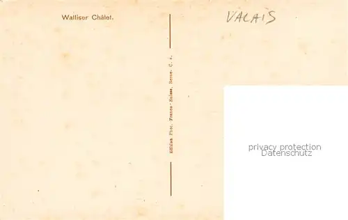 AK / Ansichtskarte Valais_Wallis_Kanton Walliser Chalet Valais_Wallis_Kanton
