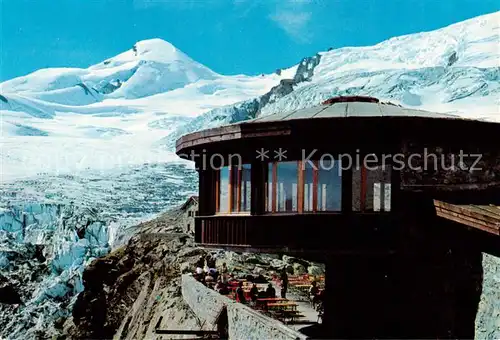AK / Ansichtskarte Saas Fee_VS Bergrestaurant und Berghaus Laengfluh Feegletscher und Allalinhorn Walliser Alpen 