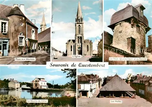 AK / Ansichtskarte Questembert Place aux Moutons Moulin de Celac Eglise Tour Halles Questembert