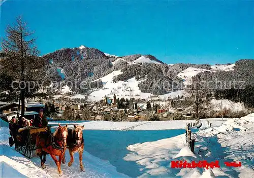 AK / Ansichtskarte 73827463 Kitzbuehel_Tirol_AT Reitstall Henntalhof Pferdeschlitten Winterlandschaft 