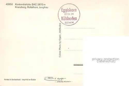 AK / Ansichtskarte Konkordiahuette mit Kranzberg Rottalhorn und Jungfrau Konkordiahuette