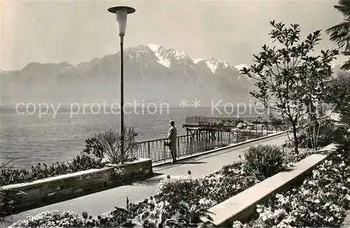 AK / Ansichtskarte Clarens__Montreux_VD Des quais vue sur le Grammont et Alpes de Savoie 