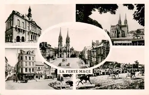 AK / Ansichtskarte La_Ferte Mace_61 Hotel de Ville Place de lAncien Chateau Place du Marche Place et Rue dHautvie Le Champ de Courses 