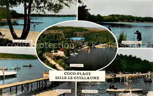 AK / Ansichtskarte Sille le Guillaume_72_Sarthe Coco Plage Vue generale Un coin de la Plage Le Coin de Pecheurs LEmbarcadere LHeure du Bain 