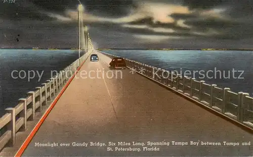 AK / Ansichtskarte 73827615 St_Petersburg_Florida Moonlight over Gandy Bridge 