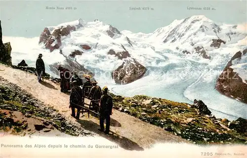 AK / Ansichtskarte Gornergrat_Zermatt_VS Panorama des Alpes depuis le chemin du Gornergrat 