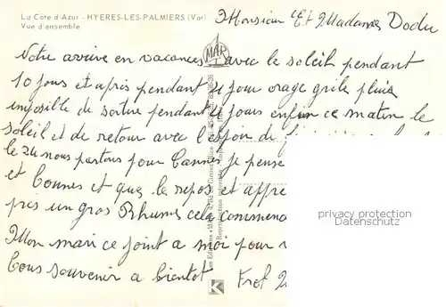 AK / Ansichtskarte Hyeres les Palmiers_83_Var Vue d ensemble 