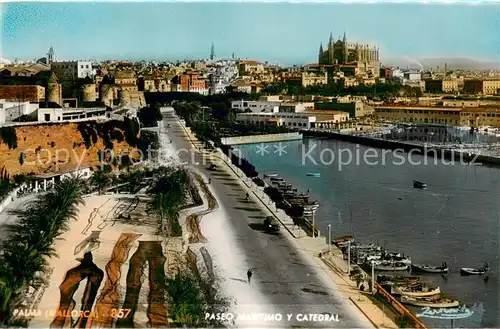 AK / Ansichtskarte  Palma_de_Mallorca_ES Paseo Maritimo y Catedral 