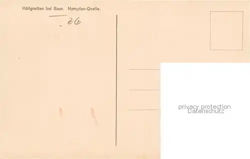 AK / Ansichtskarte Baar__ZG Hoellgrotten Nymphen Quelle 