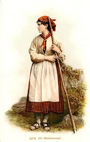 AK / Ansichtskarte Uri_Kanton_UR Schaechentalerin in Tracht 