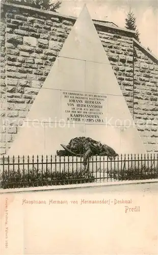 AK / Ansichtskarte  Predil_IT Hauptmann Hermann von Hermannsdorf Denkmal 