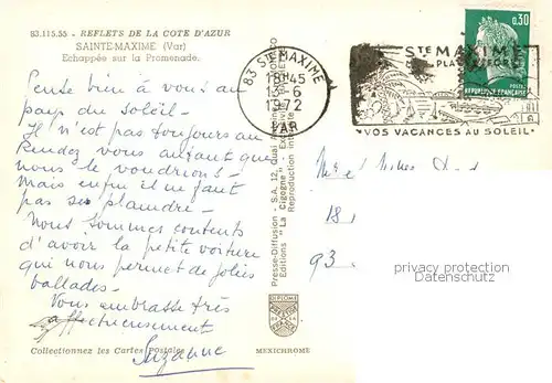 AK / Ansichtskarte Sainte Maxime sur Mer_83 Echappee sur la Promenade 