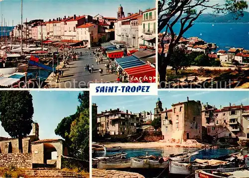 AK / Ansichtskarte Saint_Tropez_Var Le Port Vue generale depuis la Citadelle La Chapelle Sainte Anne La Pounche port des Pecheurs Saint_Tropez_Var