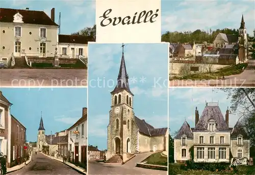 AK / Ansichtskarte Evaille La poste Vue generale La rue principale leglise Chateau de l Auchellerie Evaille