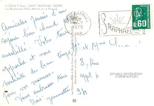 AK / Ansichtskarte Saint Raphael__83_Var Le Boulevard Felix Martin et la Plage 