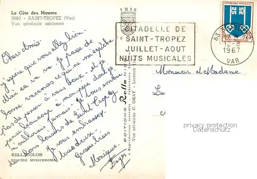 AK / Ansichtskarte Saint_Tropez_Var Vue generale aerienne Saint_Tropez_Var