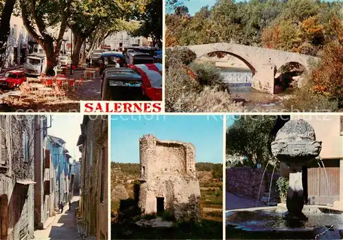 AK / Ansichtskarte Salernes La Haut Var Salernes La Place le Vieux Chateau la Fontaine la Pont Romain Salernes
