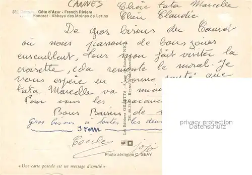 AK / Ansichtskarte Cannes_06 Abbaye des Moines de Lerins Vue aerienne 
