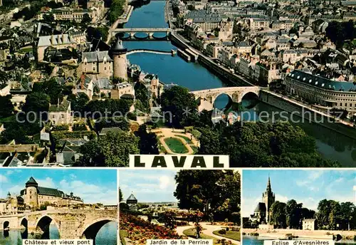 AK / Ansichtskarte Laval__53_Mayenne Vue aerienne Chateau et vieux pont Jardin de la Perrine Eglise d Avesnieres 