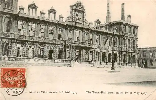 AK / Ansichtskarte Reims_51 Hotel de Ville incendie le 3 Mai 1917 