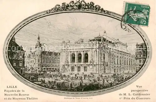 AK / Ansichtskarte Lille_59 Facades de la Nouvelle Bourse et du Nouveau Theatre 