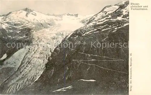 AK / Ansichtskarte Rhonegletscher_Glacier_du_Rhone_VS mit Furkastrasse 