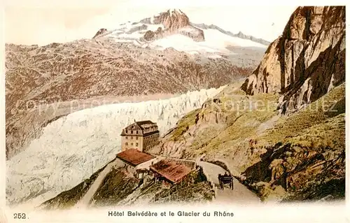 AK / Ansichtskarte Rhonegletscher_Glacier_du_Rhone_VS Hotel Belvedere et le Glacier du Rhone 